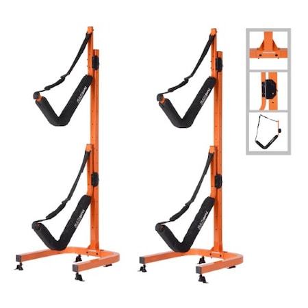 Leisure Sports Double Kayak Storage Rack, Self-Standing Dual Canoe Kayak CLeisure Sportsle Set, Adjustable Safety 693877SVC